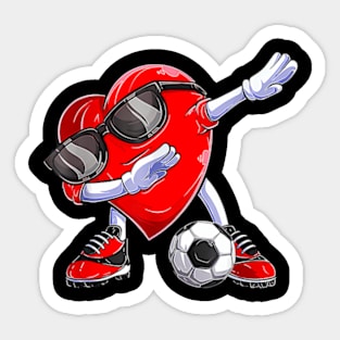 Dabbing Soccer Ball Heart Valentines Day Boys Kids Sticker